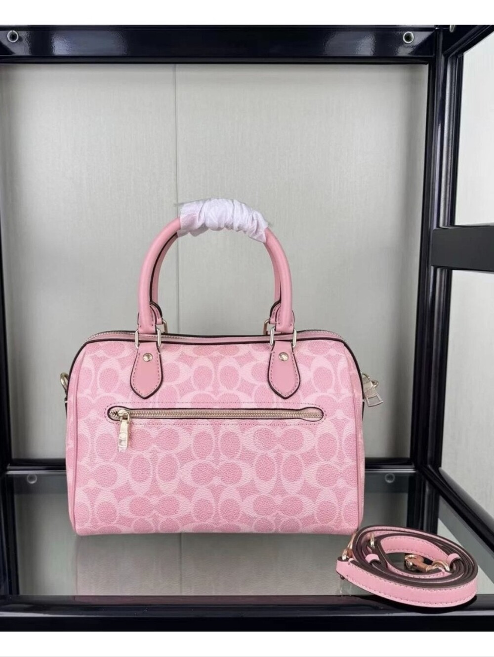 Coach Rowan Pink Signature  Satchel Crossbody Bag - Picture 9 of 12